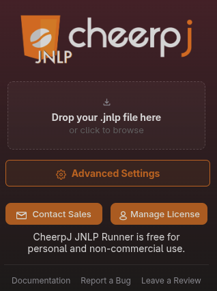 Extension popup showing the Advanced Settings
button